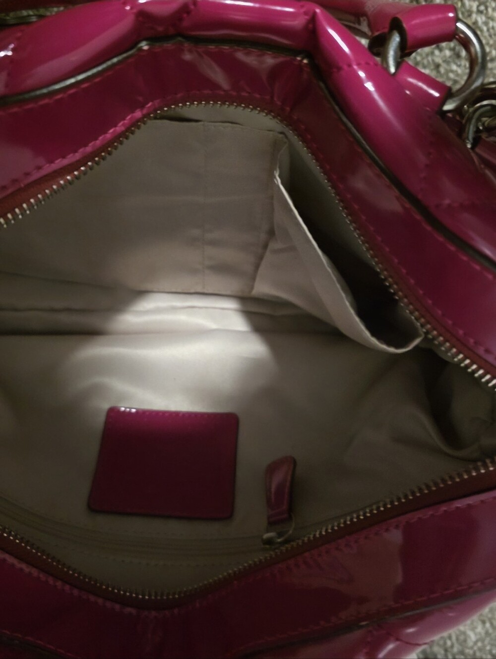 COACH Fuchsia Quilted Patent Satchel Handbag - Picture 11 of 12
